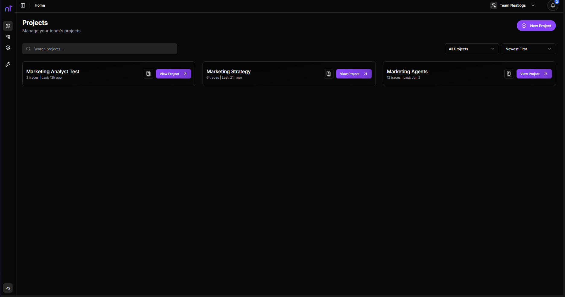 Organization and team management dashboard